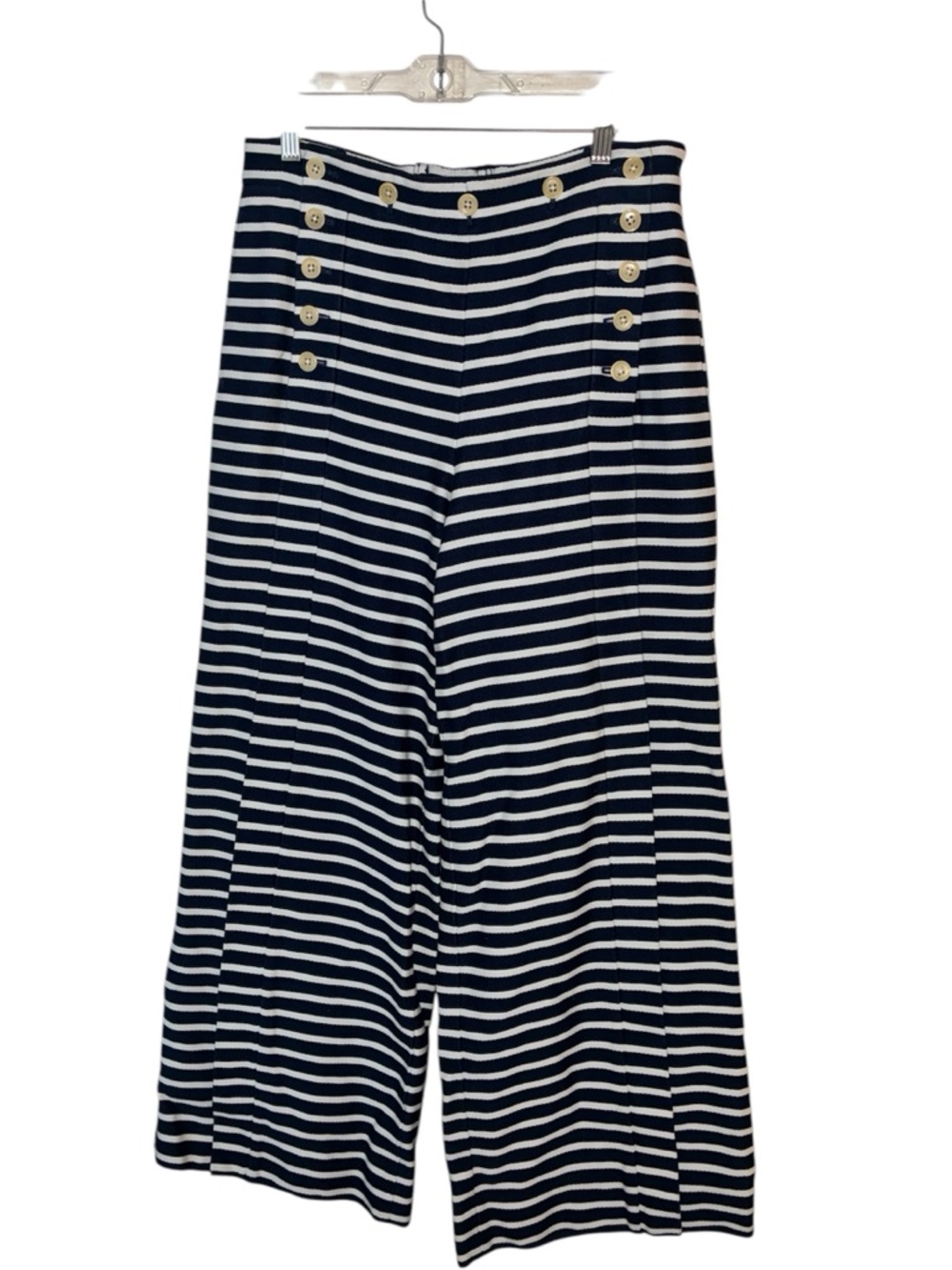 J. Crew Navy and White Striped Wide Leg Sailor Pants